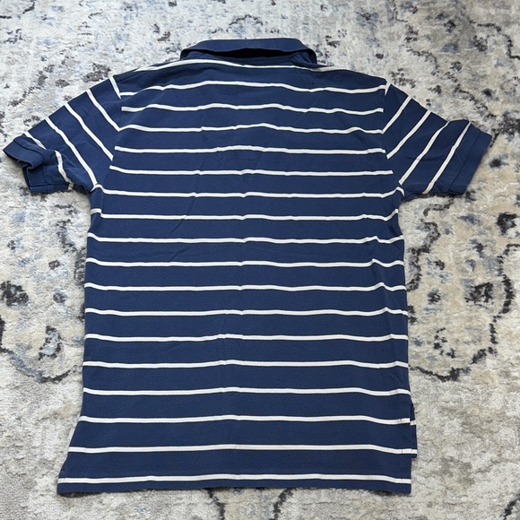 Polo Ralph Lauren Navy Striped Polo Shirt Men’s Medium Green Pony - Picture 5 of 5